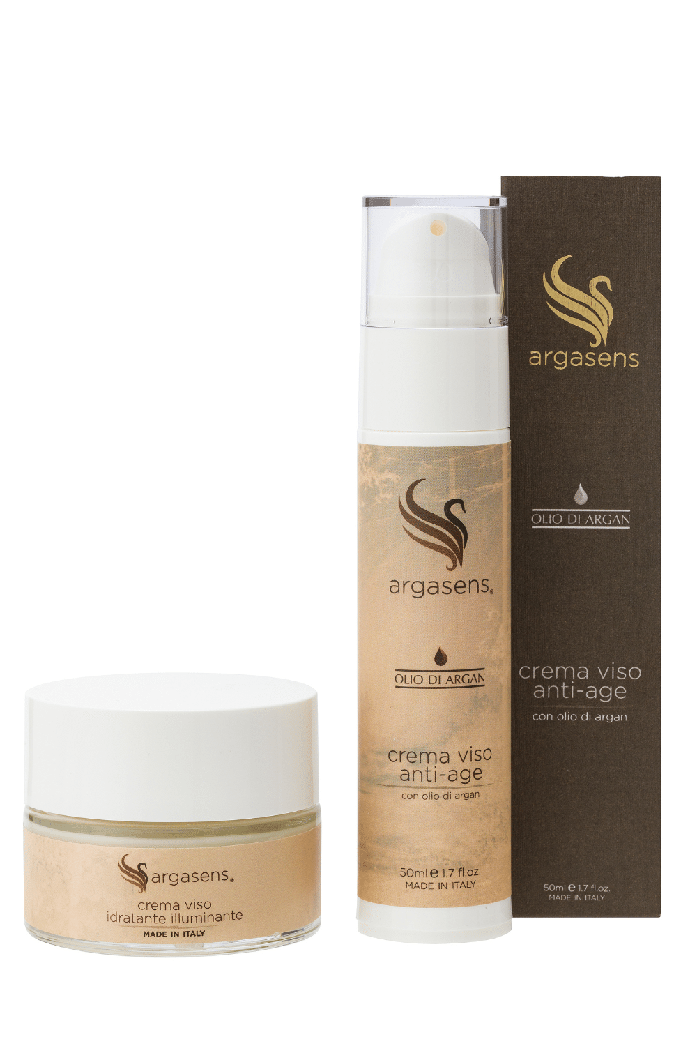 Kit viso Argasens con crema idratante per viso e antirughe all’olio di Argan biologico