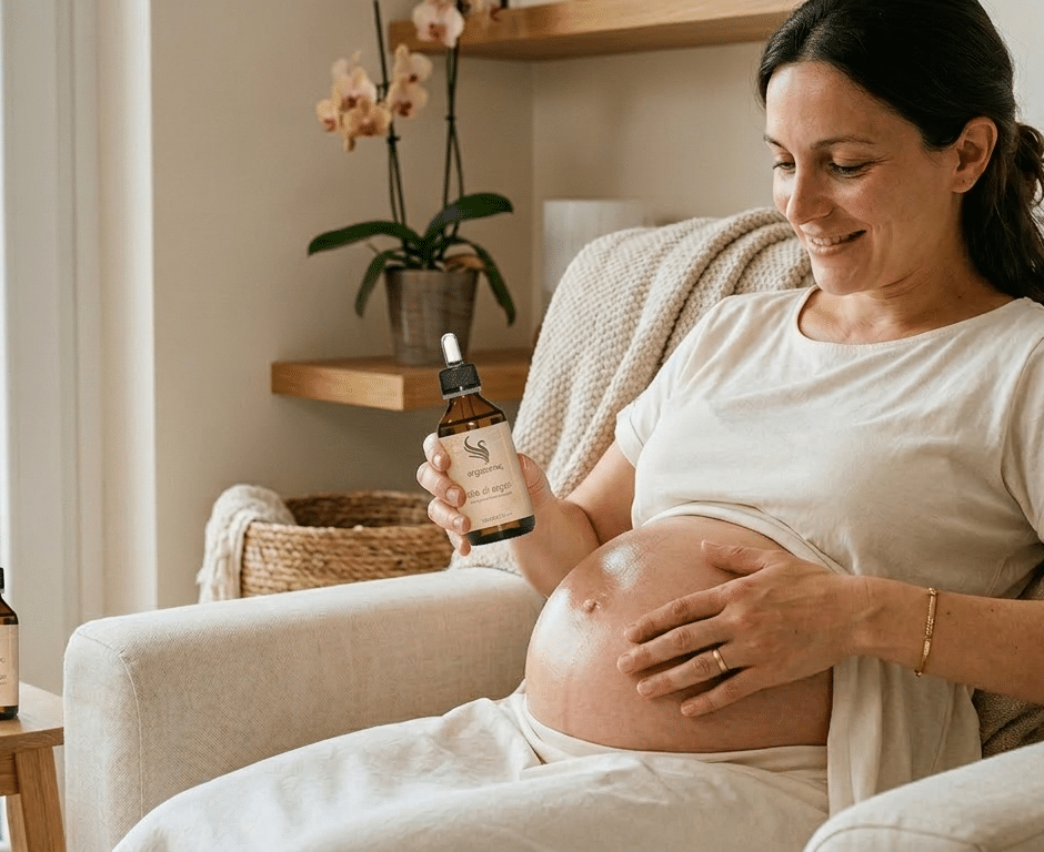 Olio di Argan puro ArgaSens per prevenzione smagliature in gravidanza e cura neonato.