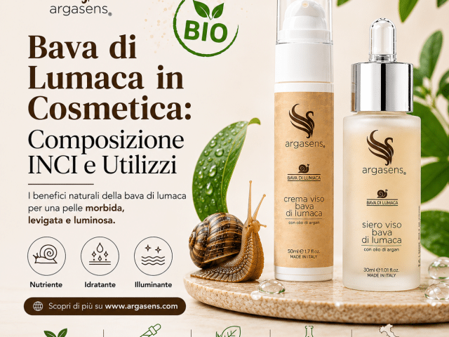 Bava di lumaca in cosmetica - Crema viso 50ml e Siero viso 30ml Argasens con olio di argan, doppia certificazione bio